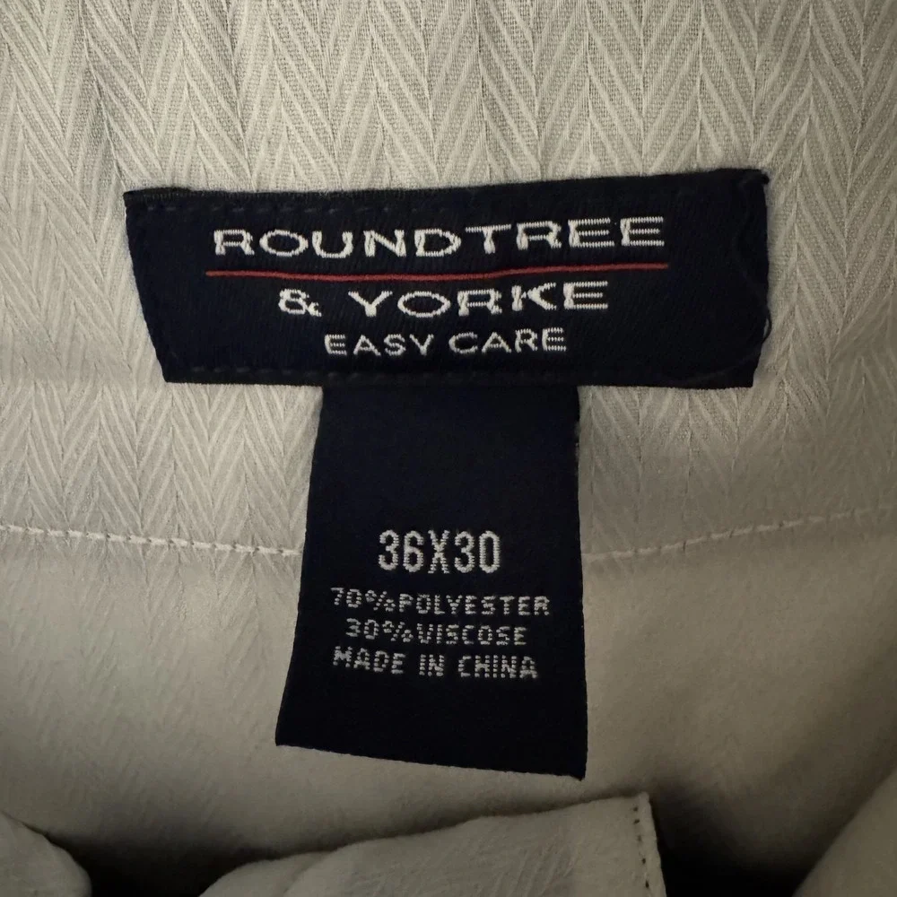 Roundtree & Yorke Mens Pants Pleated Shirt Gripper Easy Care Black 36x30 NWT